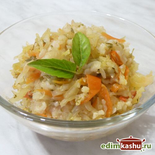 Тушеная капуста с рисом